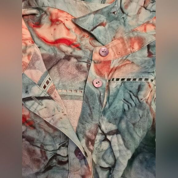 Soft Surroundings Blue Marble Shirt Dress Plus Size 3x - Picture 3 of 10